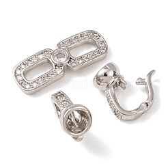 Messing Micro Pave klare Zirkonia Falte über Verschlüsse&nbsp;KK-D259-03P