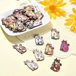 Boutons en bois forme chat 2 trou&nbsp;BUTT-CJC0002-01