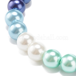 Bracciale elasticizzato da donna con perle tonde di perle di vetro&nbsp;BJEW-JB08388