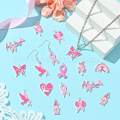 DIY-Set zur Herstellung von Ohrringen aus Emaille und Legierung mit rosa Schleife&nbsp;DIY-YW0010-56