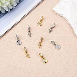 8 stücke 4 arten messing mikro pflastern klare zirkonia europäische baumelnde charme&nbsp;ZIRC-SZ0004-30