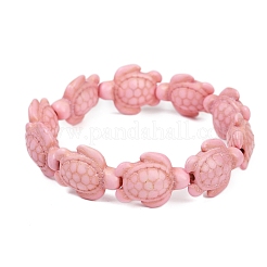 Черепаховые синтетические бирюзовые бусины эластичные браслеты для женщин&nbsp;BJEW-JB11692