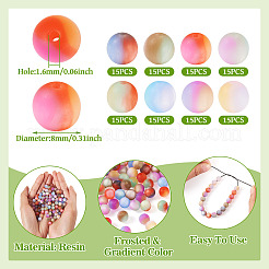 120 шт. 8-цветные матовые и градиентные непрозрачные смоляные бусины&nbsp;RESI-TA0003-85