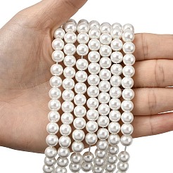 Круглые бусины из экологически чистого окрашенного стекла с жемчугом&nbsp;HY-A008-8mm-RB001