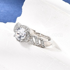 Messing Micro Pave klare Zirkonia Manschette offene Ringe&nbsp;CU-CBA5C10-17P