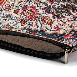 Bolsos de mano con cremallera y estampado floral bohemio de lino&nbsp;ABAG-Z002-03A