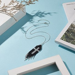 Ожерелья из бисера с крестом и кисточками&nbsp;NJEW-MZ00011-02