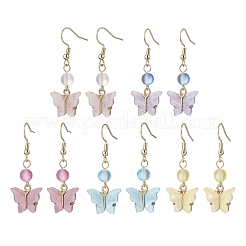 5 пара сережек-бабочек из нержавеющей стали 304&nbsp;EJEW-JE06433