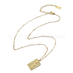 304 нержавеющая сталь прямоугольный кулон в виде змеи спутниковое ожерелье цепь для женщин&nbsp;NJEW-F332-01G