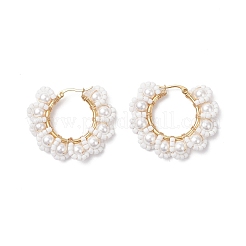 Серьги-кольца в виде стеклянных цветов&nbsp;EJEW-TA00733