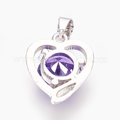 Латунные микро проложить кубического циркония подвески&nbsp;ZIRC-F089-02P-B