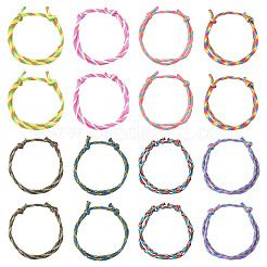 32 Stück 8 Stile Polyester & Spandex Kordel geflochtene Perlenarmbänder&nbsp;BJEW-TAC0066