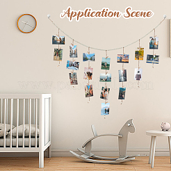 Настенная витрина для фотографий с гирляндой из деревянных бус&nbsp;AJEW-WH20011-54D