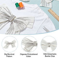 Декоративная отделка воротника из органзы с большим бантом и вышивкой&nbsp;AJEW-WH0518-41A