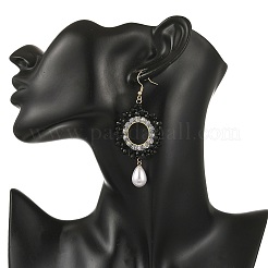 Cuentas de vidrio de bronce colgante aretes&nbsp;EJEW-MZ00764-02