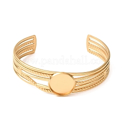 Rohlinge für mehrsträngige Manschettenarmbänder aus Edelstahl 304 mit flacher runder Lünette&nbsp;SA-CBA4160-01A-G