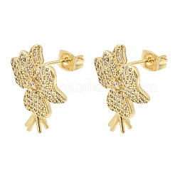 Aretes de latón con micro pavé de circonio cúbico para mujer&nbsp;EJEW-F422-02G