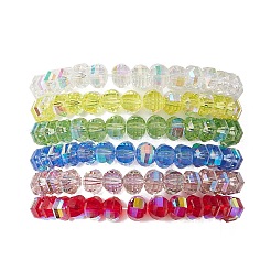 Прозрачные гальванические стеклянные бусины с корейскими эластичными хрустальными нитями браслеты&nbsp;BJEW-JB11687