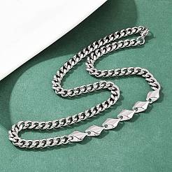 Цепочки из кубинской цепочке с ромбовидными звеньями из нержавеющей стали 304 для мужчин и женщин&nbsp;NJEW-G186-01P-02