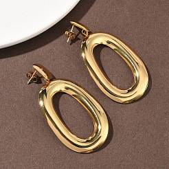 Овальные серьги-гвоздики из нержавеющей стали 304&nbsp;EJEW-B156-05G