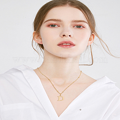1 шт. латунная цепочка и ожерелье с подвеской в виде буквы из нержавеющей стали 304&nbsp;NJEW-LP0001-35D-G