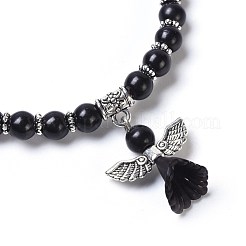 Braccialetti elasticizzati con perline turchesi sintetiche tinte (tinte).&nbsp;BJEW-JB04222-02