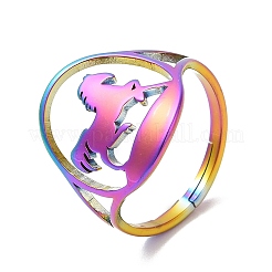 Ионное покрытие (ip) 304 нержавеющая сталь лошадь регулируемое кольцо для женщин&nbsp;RJEW-M149-21RC