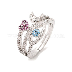 Anelli da dito da donna in ottone con micro pavé di zirconi cubici&nbsp;RJEW-C129-05P