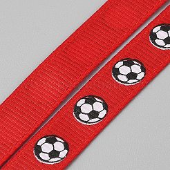 Ruban gros-grain imprimé en polyester sur le thème du football&nbsp;OCOR-WH0036-42C