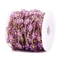 Цепочки из цветочных стеклянных бусин&nbsp;CHS-P016-41G-02