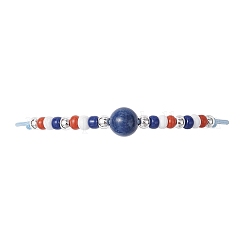 Pulseras trenzadas con cuentas de vidrio del Día de la Independencia&nbsp;BJEW-MZ00179-01