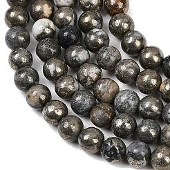 Природного пирита бисер нитей&nbsp;G-G839-01-8mm