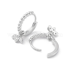 Boucles d'oreilles créoles en laiton plaqué zircon cubique&nbsp;EJEW-K245-26P