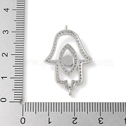 Messing Micro Pave Clear Zirkonia Böse Augen Hamsa Hand Verbinder Charms&nbsp;KK-C086-15A-P02