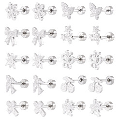 10 пара сережек-гвоздиков из нержавеющей стали 304 в 10 стилях&nbsp;EJEW-TA0008-61