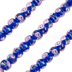 1 hebra de cuentas redondas con flores interiores de lampwork hechas a mano&nbsp;LAMP-TA0002-72D