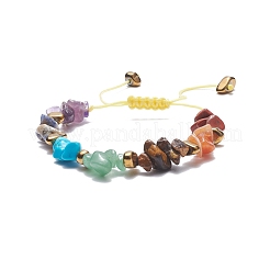 Bracelet de perles tressées avec des éclats de pierres précieuses mélangées naturelles et synthétiques&nbsp;BJEW-JB08079