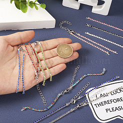 10 pezzo di braccialetti in ferro e ottone in 10 colori con strass di vetro&nbsp;AJEW-TA0001-29