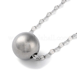 Collane con ciondolo a forma di sfera rotonda in acciaio inossidabile 304 anti-ossidazione&nbsp;NJEW-Z026-01P