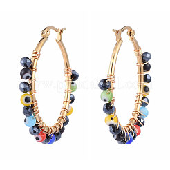 Aretes de aro grandes con cuentas&nbsp;EJEW-JE04172-03