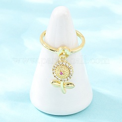 Латунные кольца-подвески с микропаве из кубического циркония для женщин&nbsp;RJEW-A090-02G