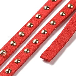 Goldene Aluminiumschnur aus Wildlederimitat mit Nieten&nbsp;LW-WH0006-01B