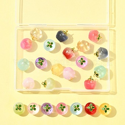 24 шт. 12-х цветные прозрачные стеклянные подвески в форме яблока&nbsp;DGLA-FS0001-15