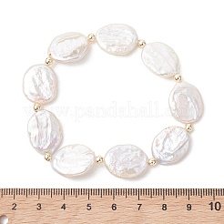 Braccialetti elastici con perle barocche keshi nucleate naturali e perline di ematite sintetica non magnetica per donna&nbsp;BJEW-JB13560-01