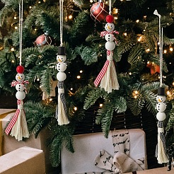Holz Weihnachten Schneemann Quasten Anhänger Dekorationen&nbsp;PW-WG21DA5-01
