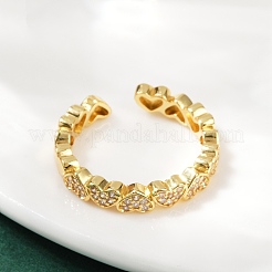 Манжеты из латуни с микро паве кубический цирконий для женщин&nbsp;RJEW-F182-03G