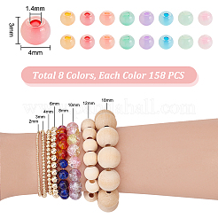 8 пакетик 8-х цветных стеклянных круглых бусин&nbsp;SEED-PH0001-93