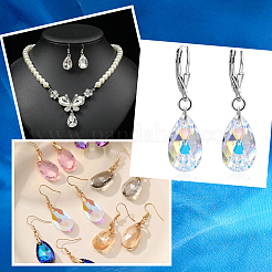 40шт граненые стеклянные подвески в форме капли&nbsp;GLAA-SP0001-11E