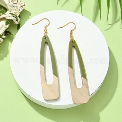 Orecchini pendenti in resina bicolore e legno&nbsp;EJEW-JE05508-04