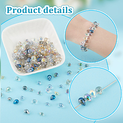 210шт 14 цвета гальванические прозрачные стеклянные бусины&nbsp;EGLA-PH0001-50